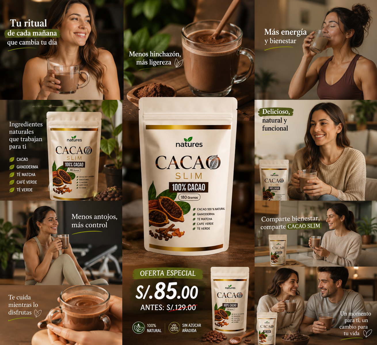 CACAO CON GANODERMA 100% Natural -- Bienestar Integral, Equilibrio y Vitalidad (180 gramos) ⭐⭐⭐⭐⭐ (+10,000 Clientes Satisfechos)