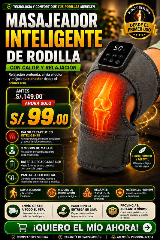 Masajeador Inteligente de Rodilla con Calor y Relajación