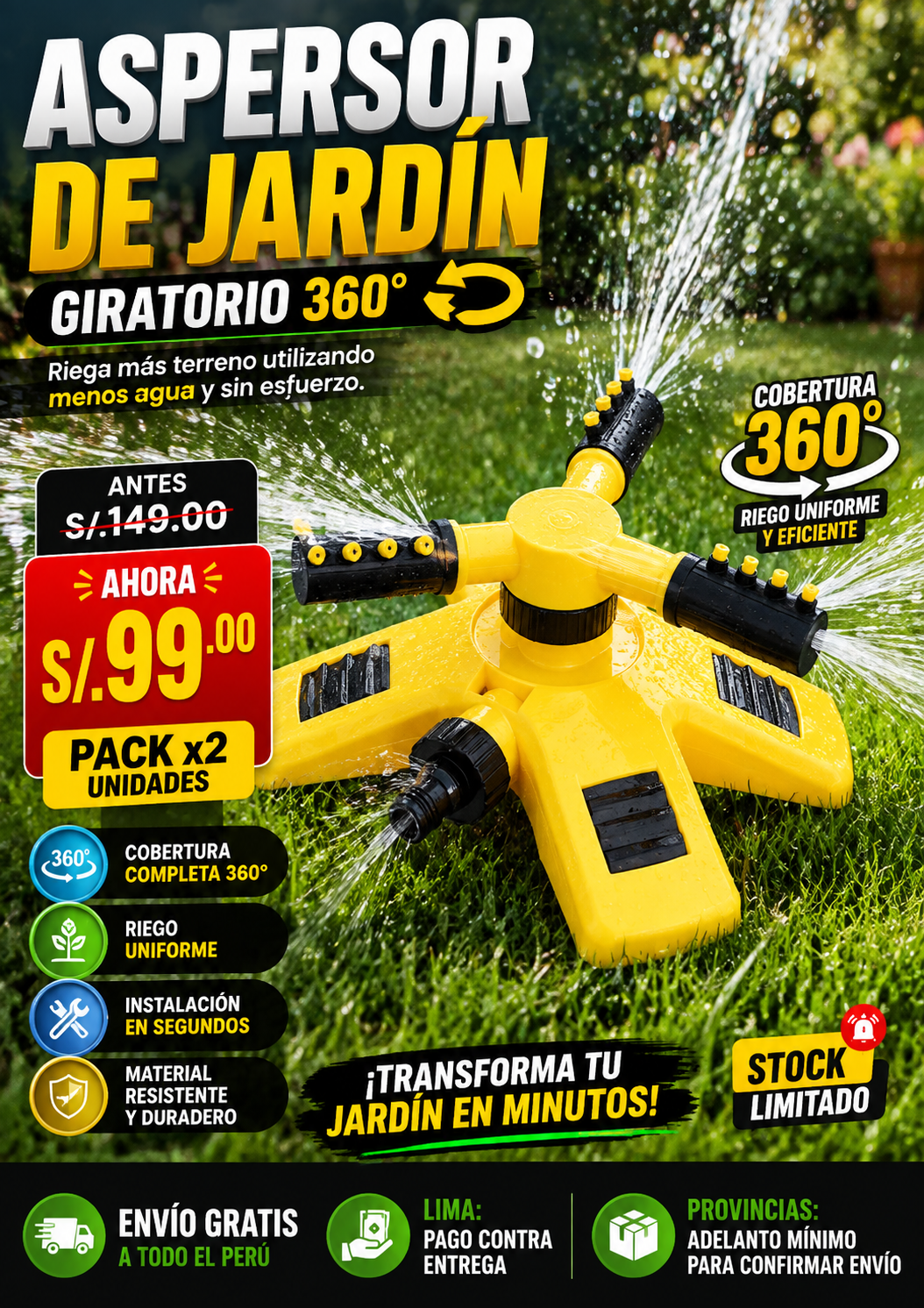 ASPERSOR DE JARDIN 360°